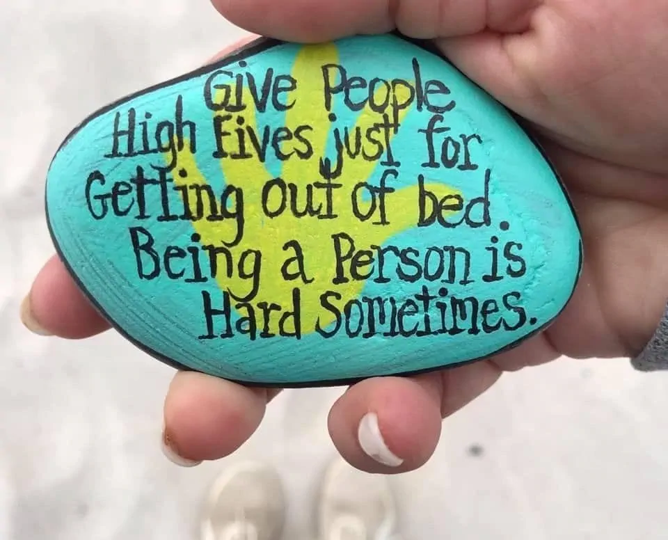 A painted rock on the Kindness Walk