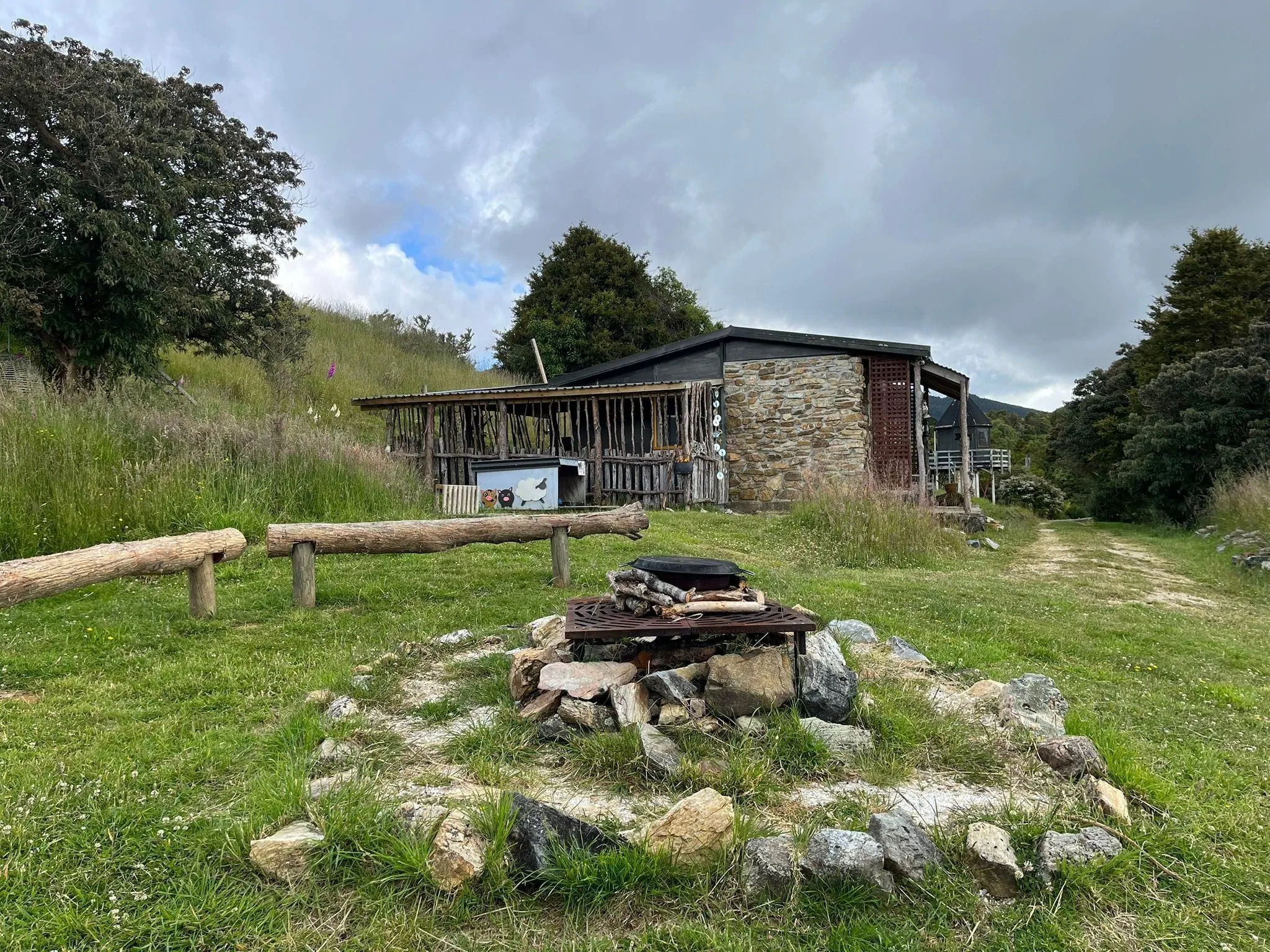 The camping huts at the Hamlet